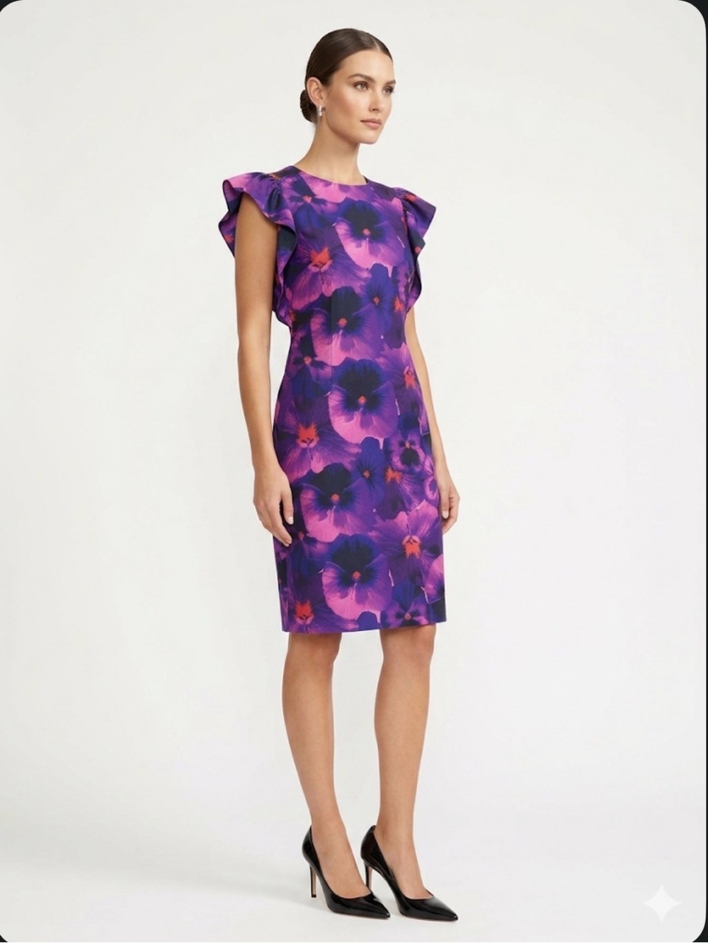 ✨ Cynthia Rowley Floral Ruffle Sleeve Dress Size 8 ✨